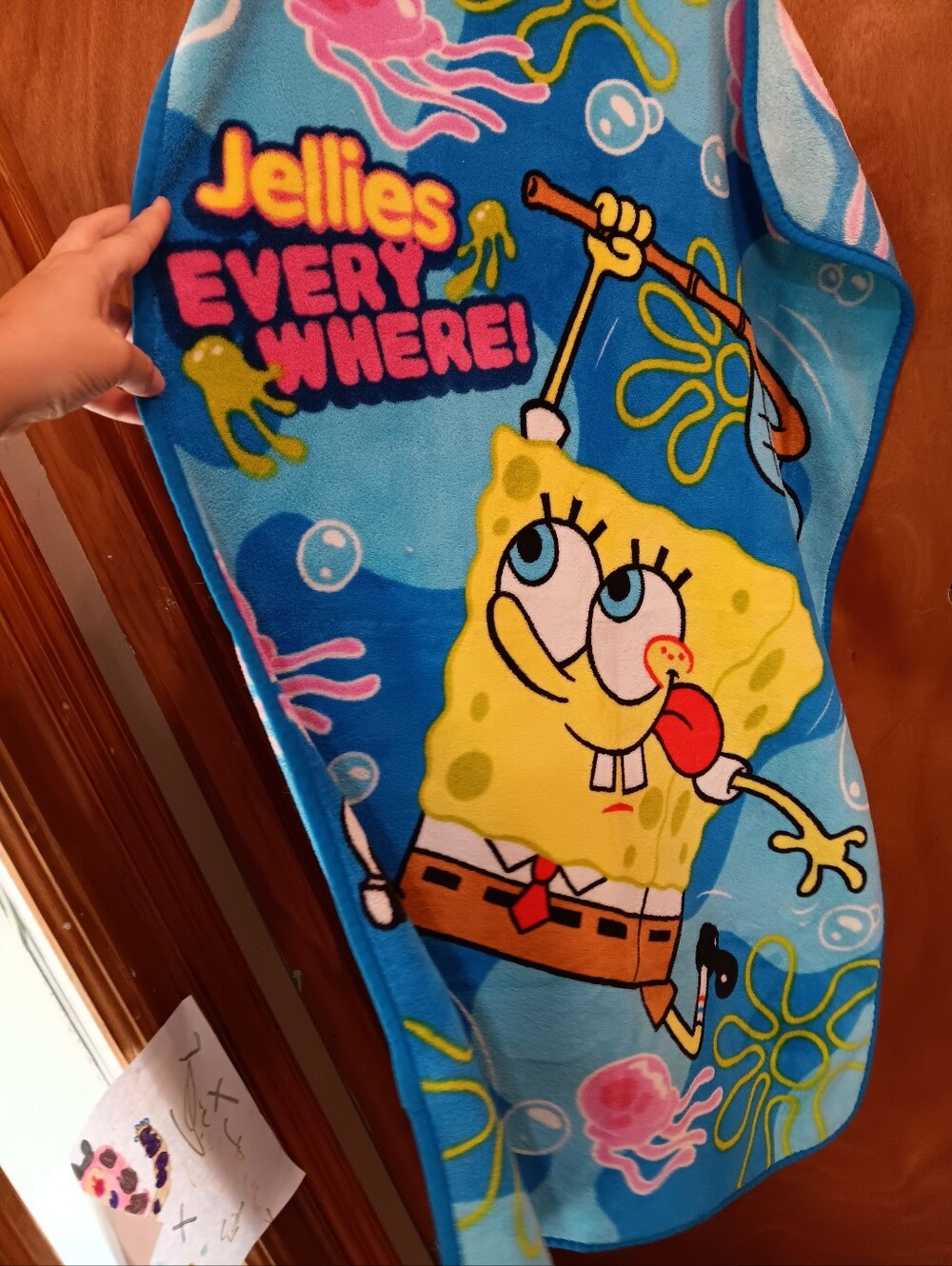 Kids Blue Fleece Sponge Bob Blanket